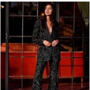 Super High Waisted Sequin Flare Pant